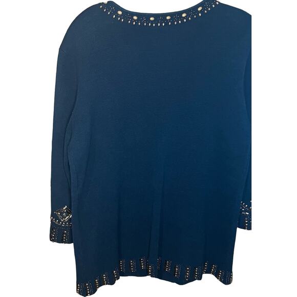 Chico’s Cotton Sequined and Beaded Black Cardigan Size 1=US Size 8/M - Picture 3 of 9